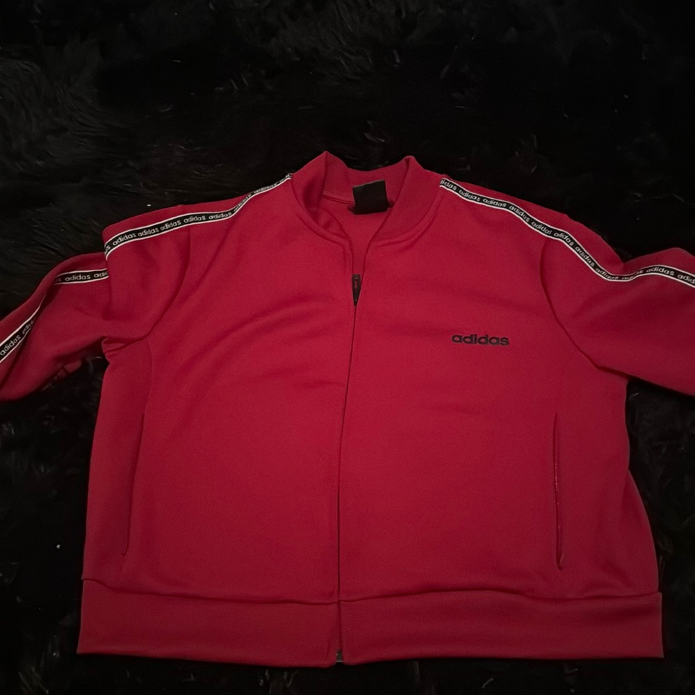 Adidas cropped red jacket